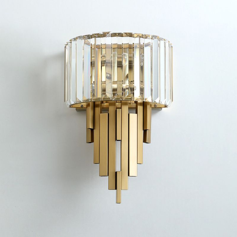 2-Light Geometric Wall Light Modern Crystal Wall Light Fixture