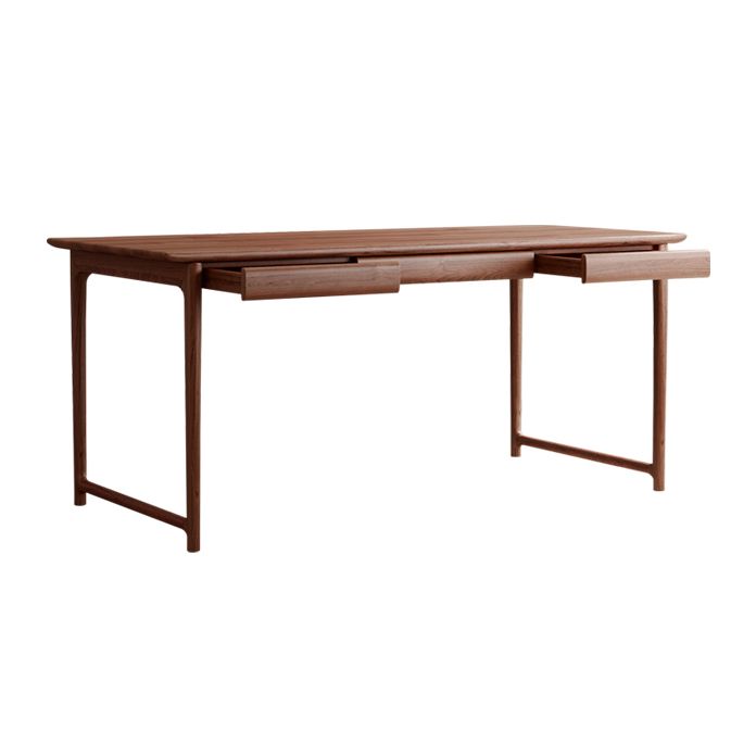Industrial Ash Wood Dining Table Brown Rectangle Table with Double Pedestal