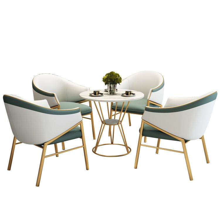 Ronde tafel dinette tafel traditionele luxe dinerkamer meubels met metalen basis