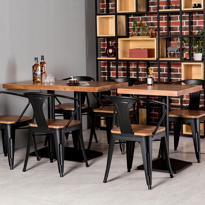 Black Base Dining Table Industrial Wood Table for Dining Room Kitchen