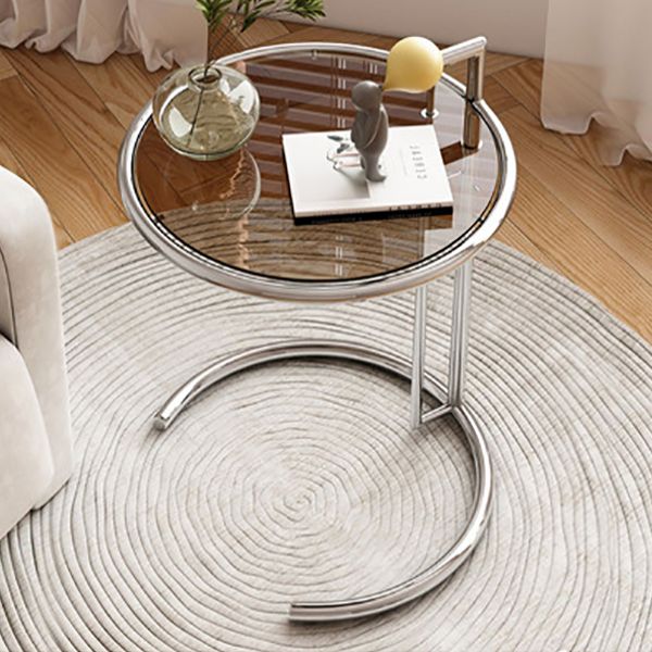 Modern Glass Top Abstract Round Living Room Accent Side Table