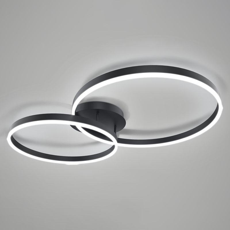 Minimalism Ceiling Light Fixture Circle Flush Mount in Black for Living Room
