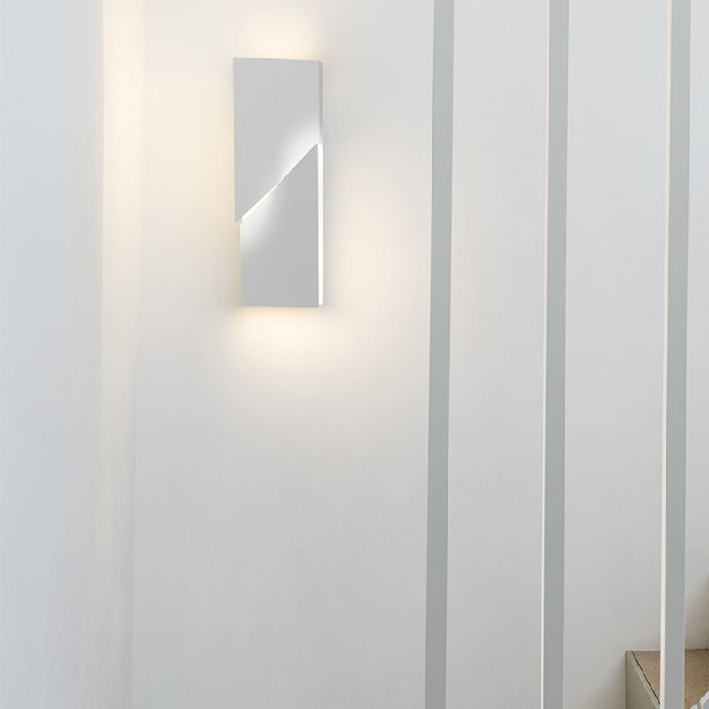 Modern Rectangle LED Wall Mount in Mate White Finish Geometric Wall Lighting