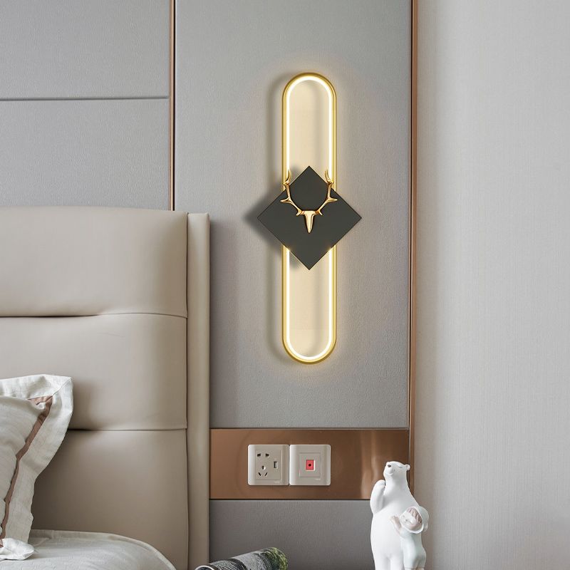 Aluminum Linear Wall Light Nordic Style LED Wall Sconce with Antlers for Living Room