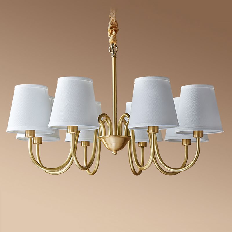 Cone Chandelier Light Fixture Traditional Fabric Shade Pendant Lighting for Restaurant