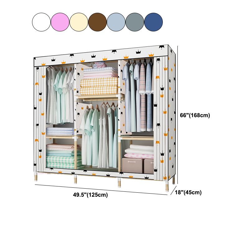 Contemporary Style Wardrobe Solid Wood Wardrobe Closet with Garment Rod