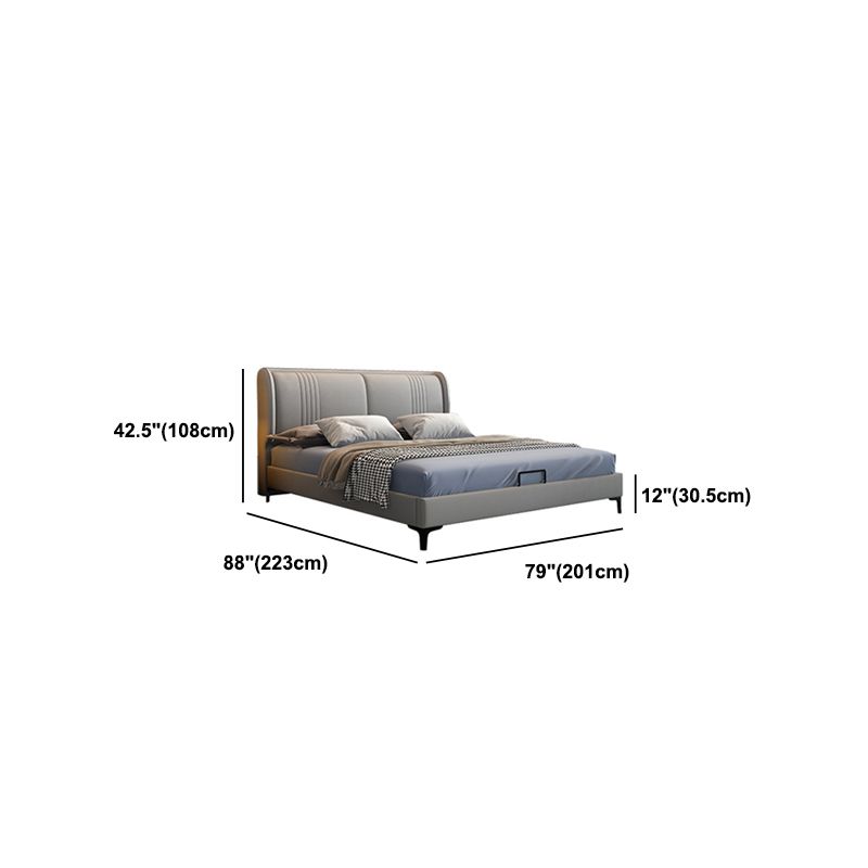 Contemporary Faux Leather Bed with Wingback Headboard and Metal Legs