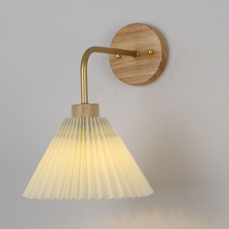 1 Light Flared Wall Mounted Light Fixture Modern Style Wood Wall Sconce Lights in White