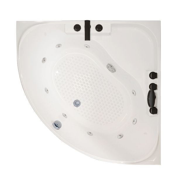 Modern Acrylic Corner Bath Soaking Seat Included Bathtub in White