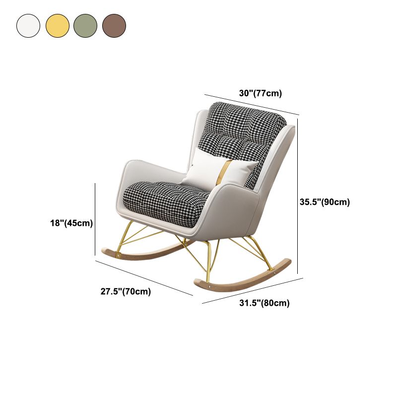 Gorgeous Faux Leather Rocking Chair Wingback Rocker Chair for Living Room (Without Pillow)