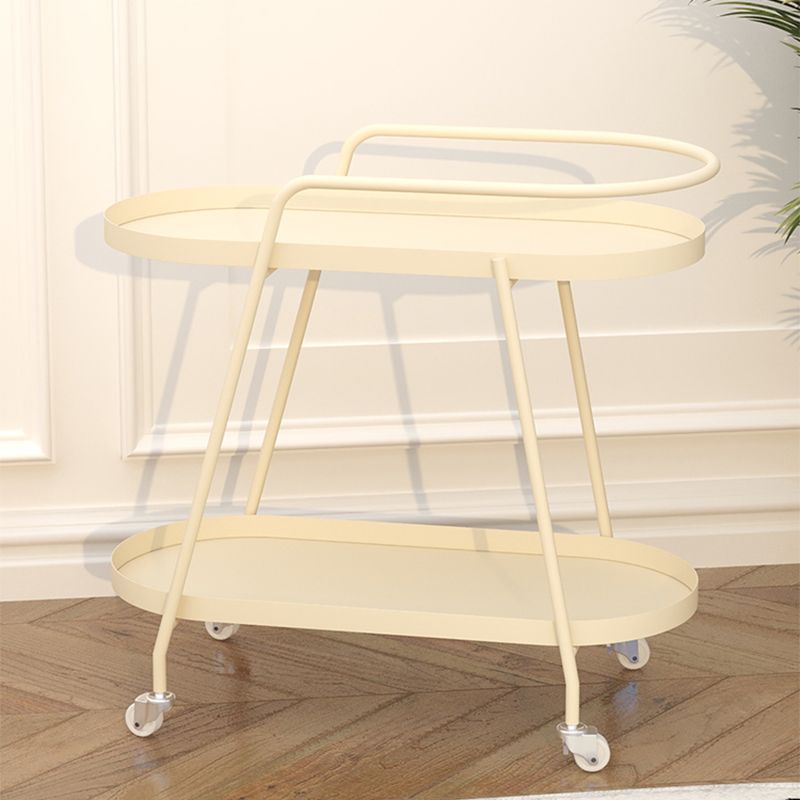 22.83" Tall Tray Top Side Table Metal Sofa Side Accent Table with Casters