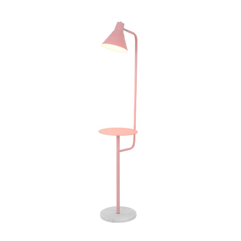 Macaroon Metal Floor Reading Lamp 1-Light Floor Light with Tray for Bedroom
