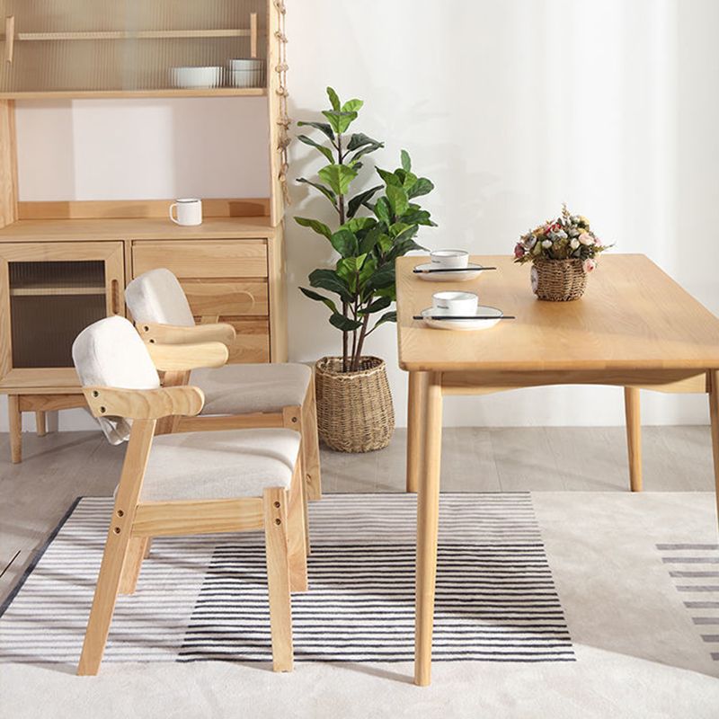 Solid Wood Dining Chair Modern Style Open Back Arm Chair for Dining Room