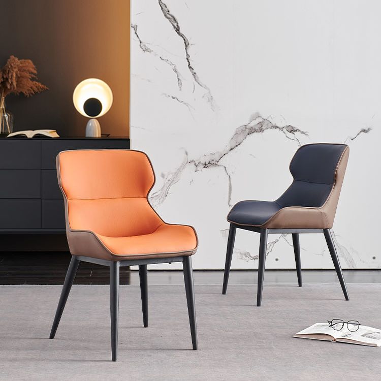 Silla auxiliar de cuero contemporánea para sala de estar con acabado mate Wingback Silla de comedor