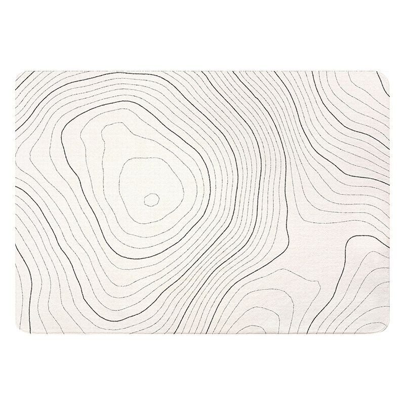 Modern Minimalist Line Rug White Imitation Cashmere Indoor Rug Non-slip Carpet for Bedroom