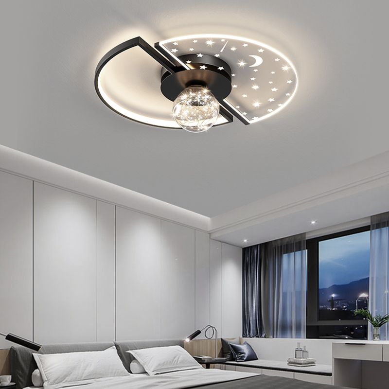 Geometry Shape LED Sky Star Ceiling Lamp Modern Iron 3 Lights Flush Mount for Bedroom