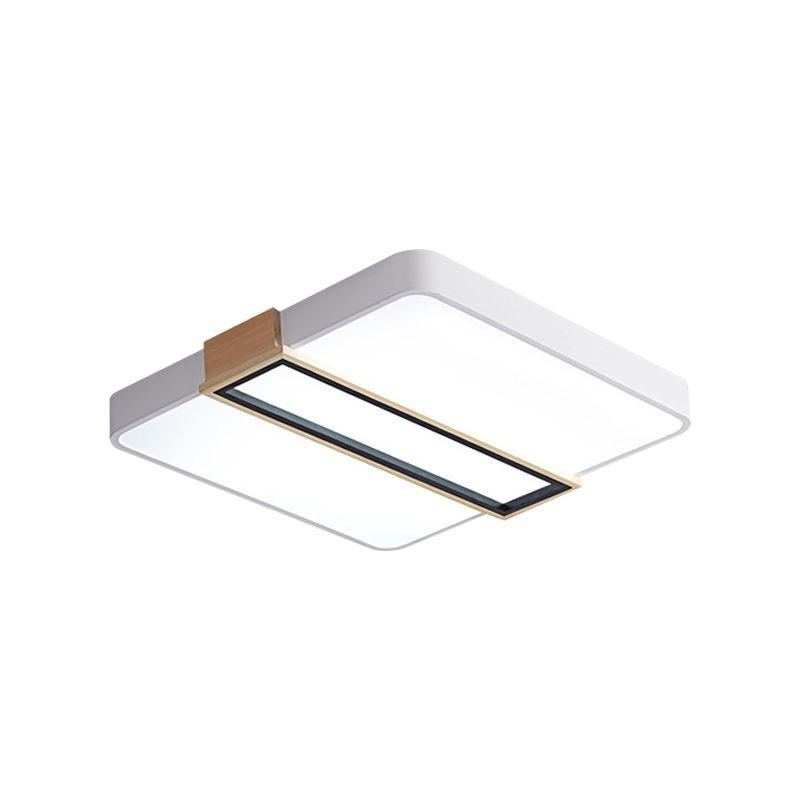 Bedroom LED Ceiling Flush Mount Nordic Black/White/Green Flushmount Lighting with Square Acrylic Shade, 16"/19.5" W
