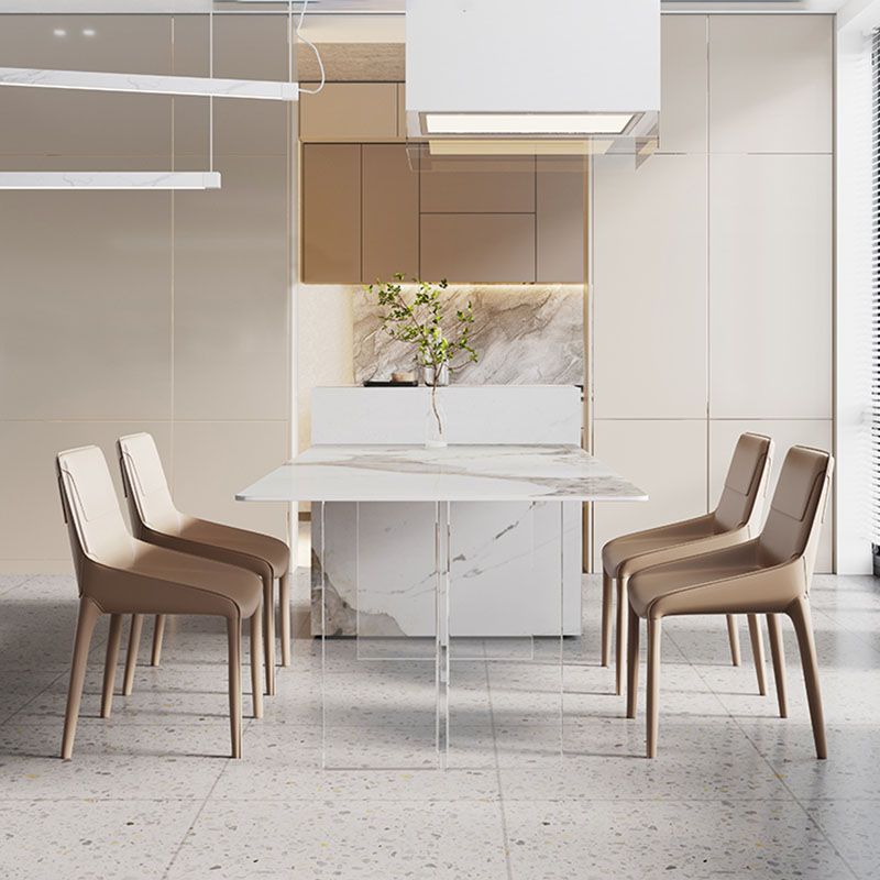 Modern Sintered Stone Dining Table Acrylic Dinner Room Kitchen Table