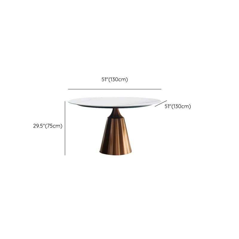 Glam Dining Round Table Sintered Stone Table with Metal Legs for Home