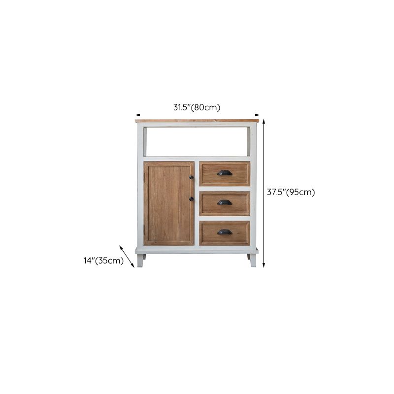 Rectangular Wood Cabinet Industrial Accent Chest in Distressed White