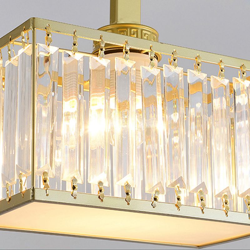 Modern Rectangle Shade Island Pendant Crystal Multi Lights Island Light for Restaurant