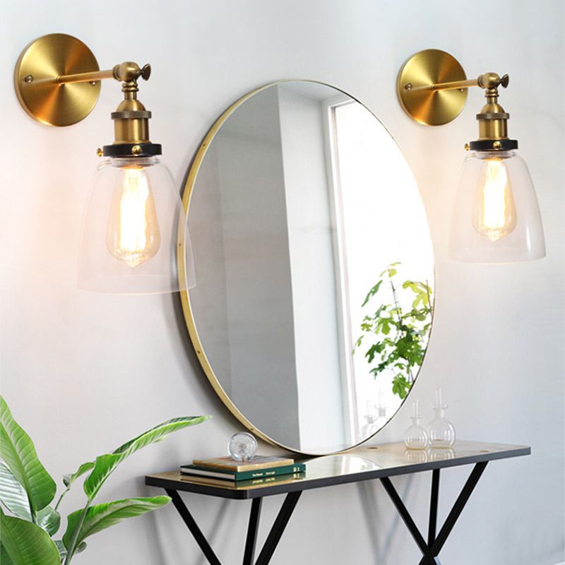 Amerikanischer Vintage -Stil Wandbeleuchtung Metall Armglas Schattenleuchte für daneben