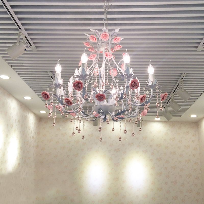 6/8 Bulbos Candelier Chandelier CHANDELIZA CRISTA CRISTA CRISTAL CRISTAL CONTINIBO Lámpara de suspensión para dormitorio