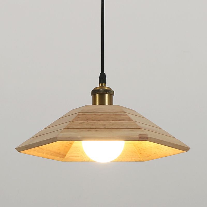 Accesorio de iluminación colgante sombreada de madera Luz de techo de estilo moderno para sala de estar
