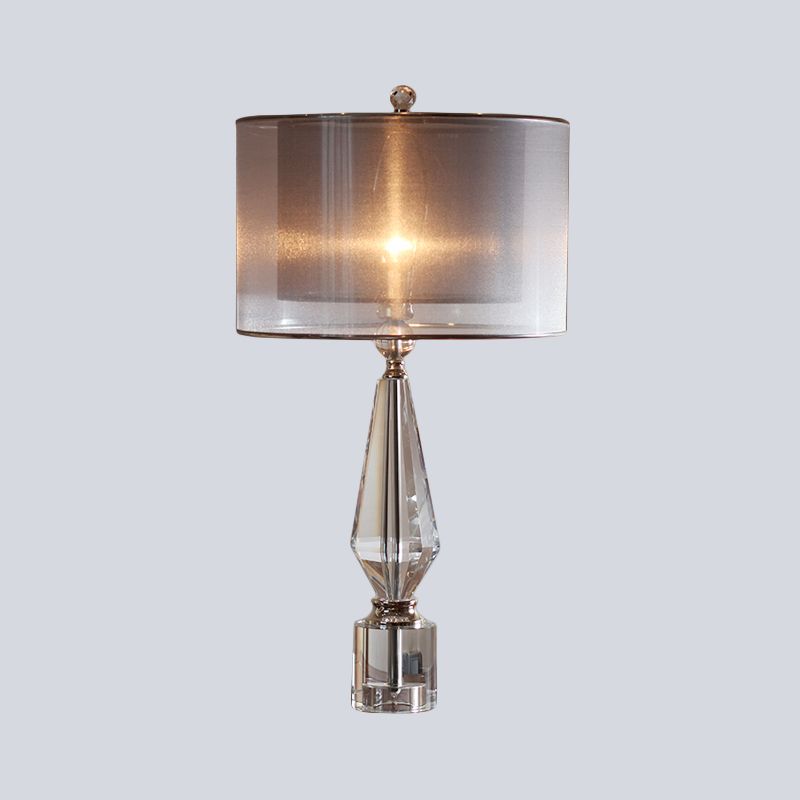 1 tête de salon de bureau clair léger de table de nuit gris moderne avec nuance de tissu cylindrique