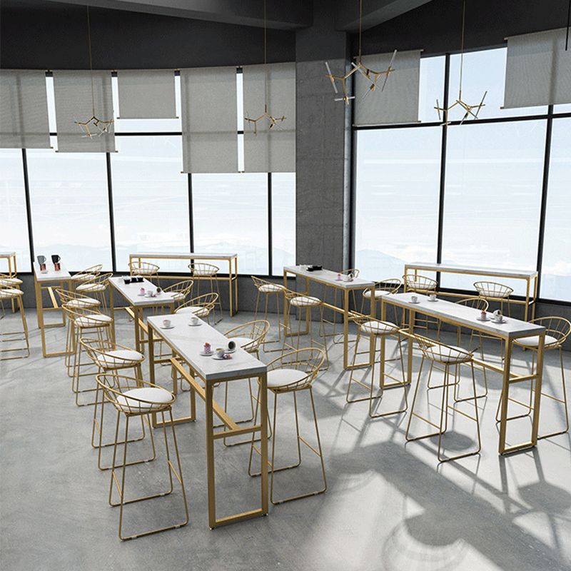 Faux Marble Bar Table Set Glam Style 1/3/5 Pieces Rectangle Counter Table