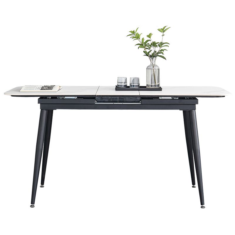 4-foot Stone Dinette Table Industrial Style Rectangle Dining Table with Drop Leaf