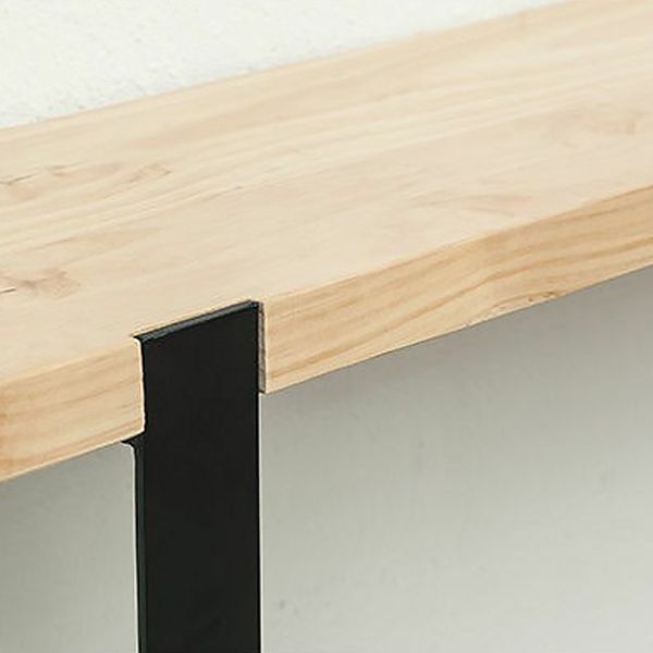 Pine Wood Top Rectangular Bar Table Modern Bistro Table with Double Pedestal