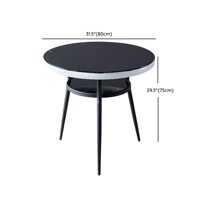Glass Dining Room Table for 2 Person Round Tabletop with Storage