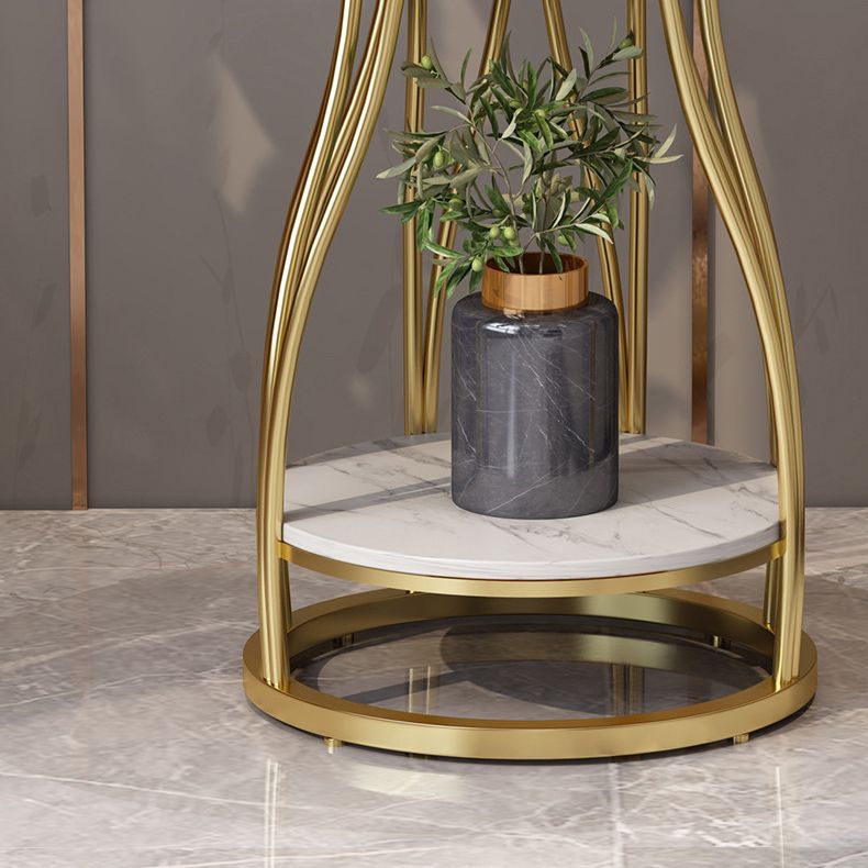 Metal Frame Accent Table Nightstand Lower Shelf Night Table for Bedroom