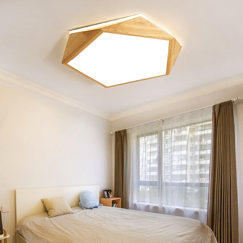 Wooden Flush Mount Ceiling Lighting Fixture Modern LED Ceiling Light for Bedroom