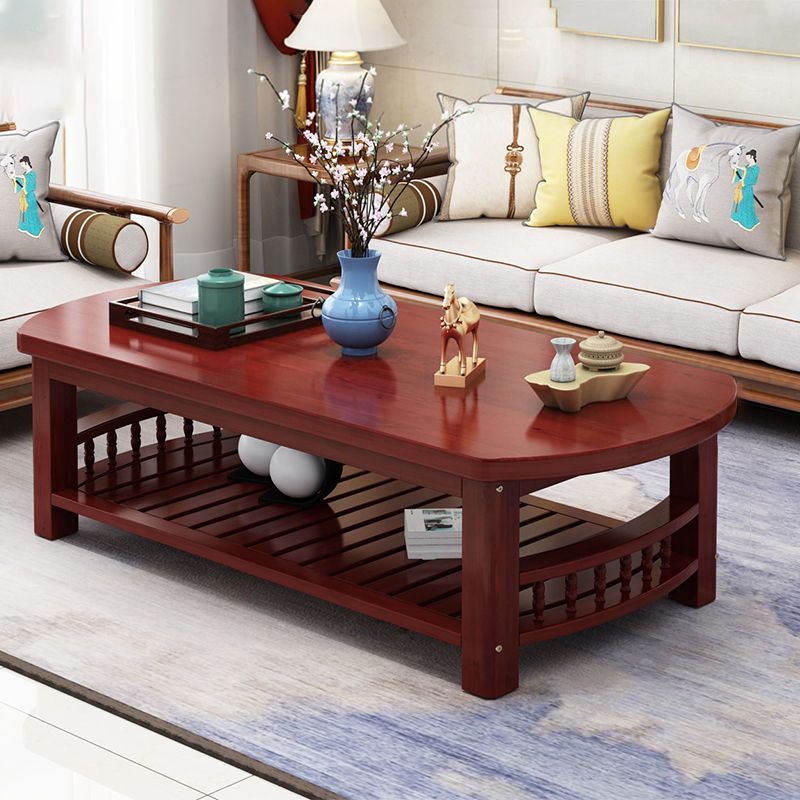 20"H Contemporary Coffee Table Solid Wood Storage Cocktail Table