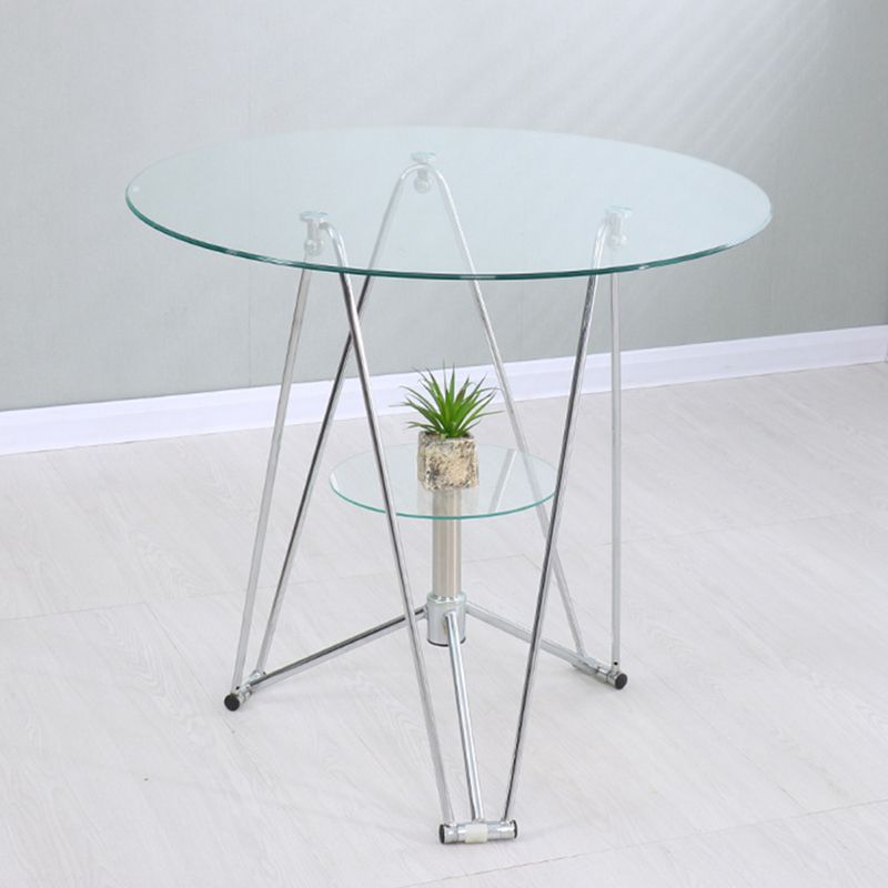 Modern Round Dining Room Table Tempered Glass Table with Pedestal Base for Dining Room