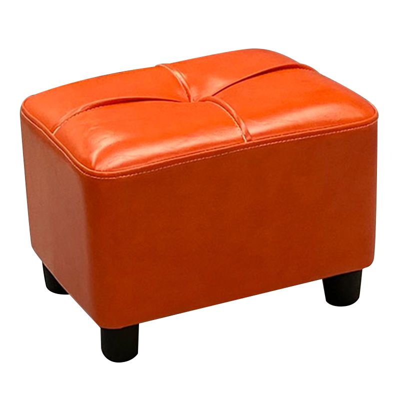 Contemporary Pouf Rectangle Plain Faux Leather Tufted Water Resistant Pouf Ottoman