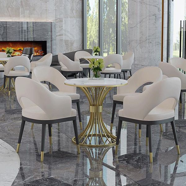 Modern Style Faux Marble Dining Table Set 1/2/3/5 Pieces Dining Set for Home Use