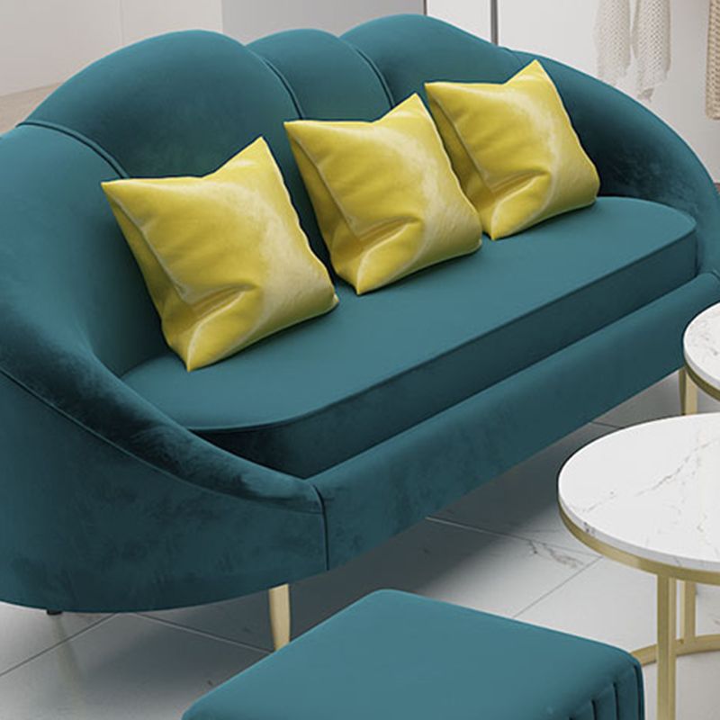 Contemporary Velvet Sofa with Slopped Arm and Tight Back for Apartment