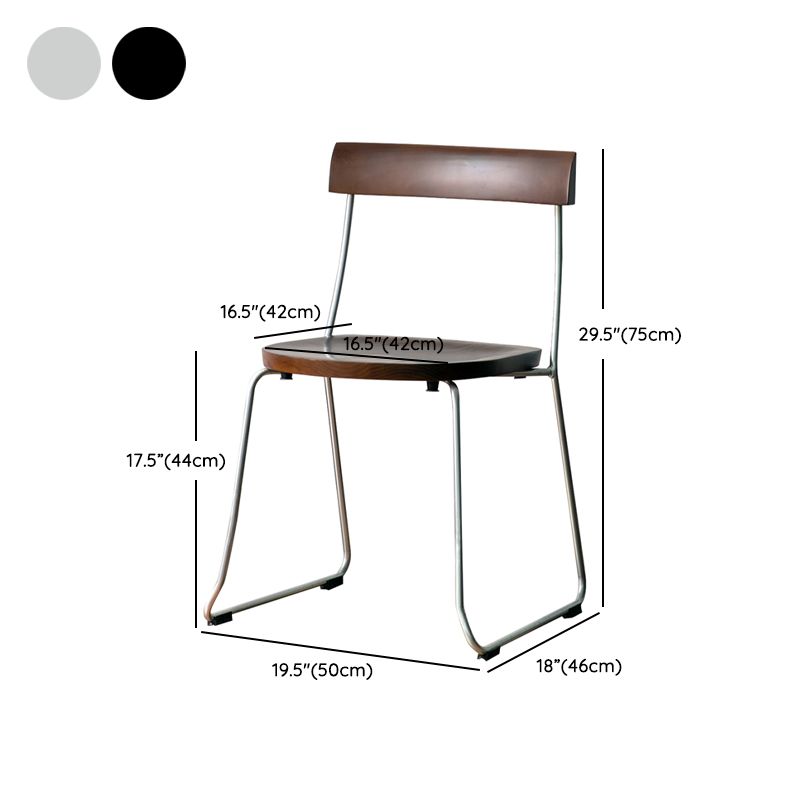 Modern Backrest Armless Wood Chair with Metal Legs for Dining Room