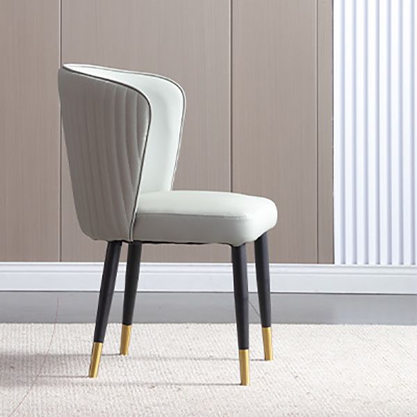 Orange and Gray Dining Chairs Glam Faux Leather Armless Side Chair