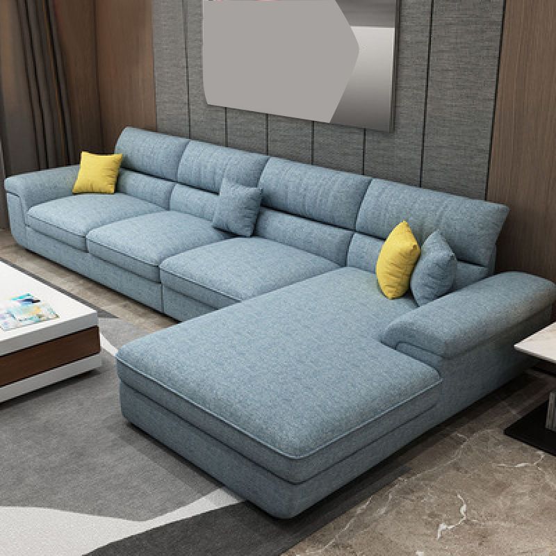 Modern Reversible Chaise Sectionals with Pillows Flared Arm Sectionals for Living Room