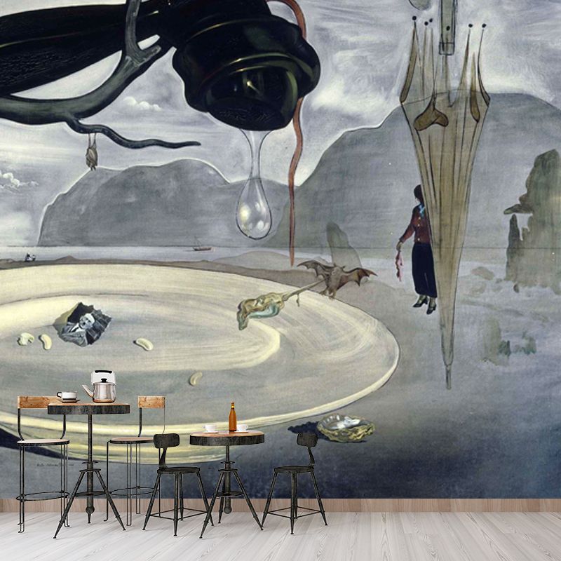 Surreal Enigma of Hitler Mural in Grey Living Room Wall Art, Custom Size Available
