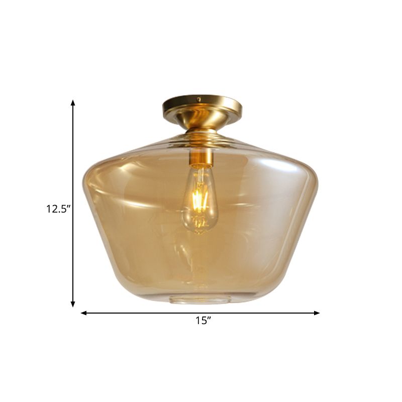 Losange encastré médiéval Cognac verre unique 9 "/ 15" large plafonnier en laiton