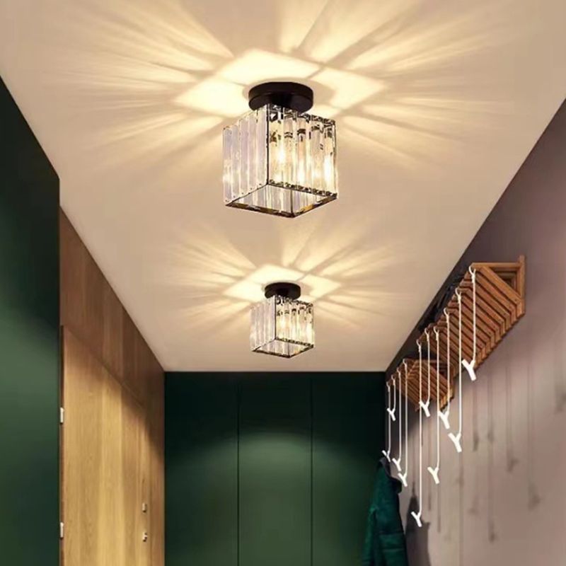 Crystal Geometric Shape Flush Ceiling Light Modern Style 1 Light Flush Mount Light Fixture