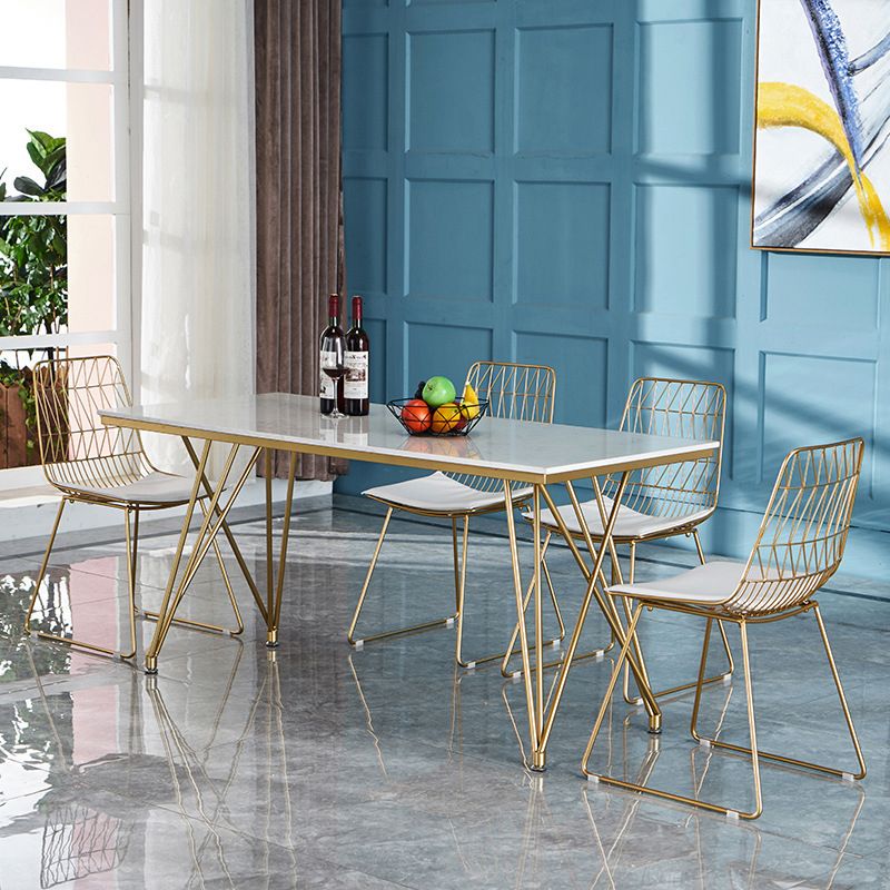 Traditional Luxury Dining Table White in Marble Rectangle Dining Table for Kitchen