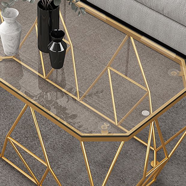 Modern Frame Cocktail Table Rectangular Glass Top Coffee Table for Living Room