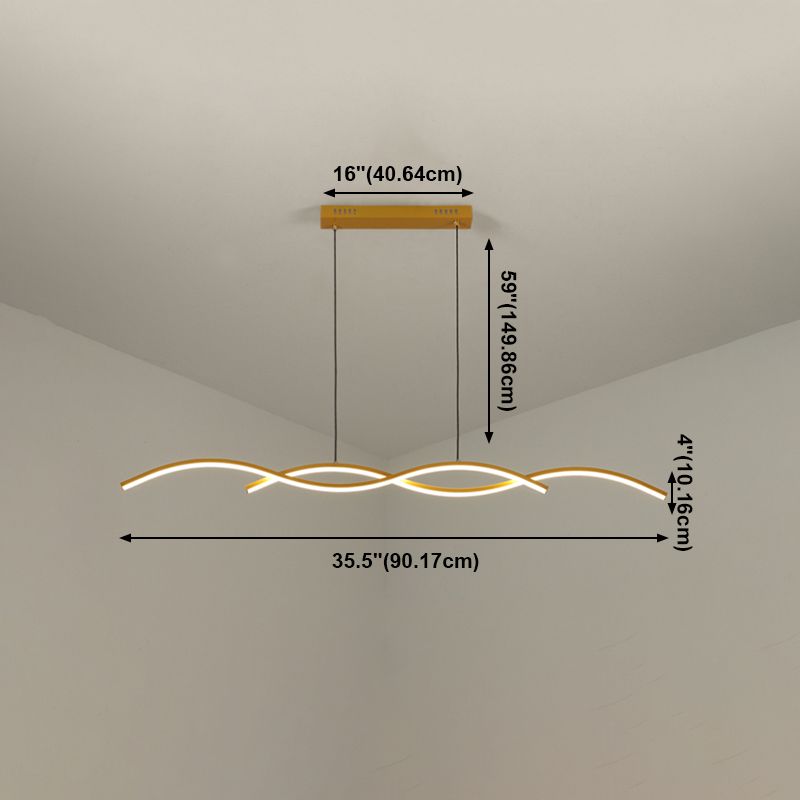 Dining Room LED Island Light Modern Style Kitchen Bar LED Wavy Dining Pendant Lamp