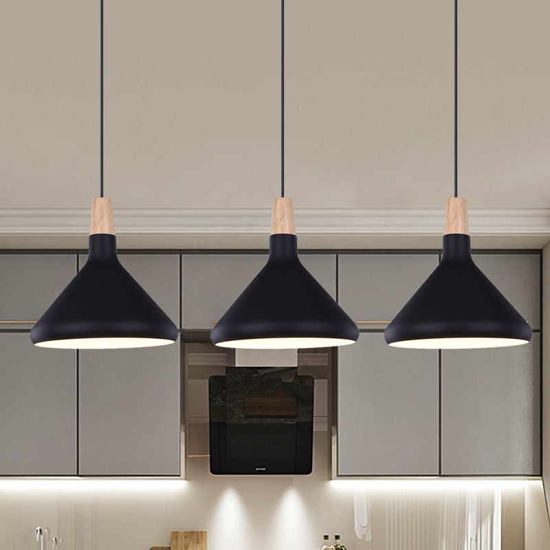 Kolbenförmige Anhänger Leichte Makkaron Aluminium Single Kitchen Dinette Drop -Lampe in Gold/Blau/Rosa und Holz